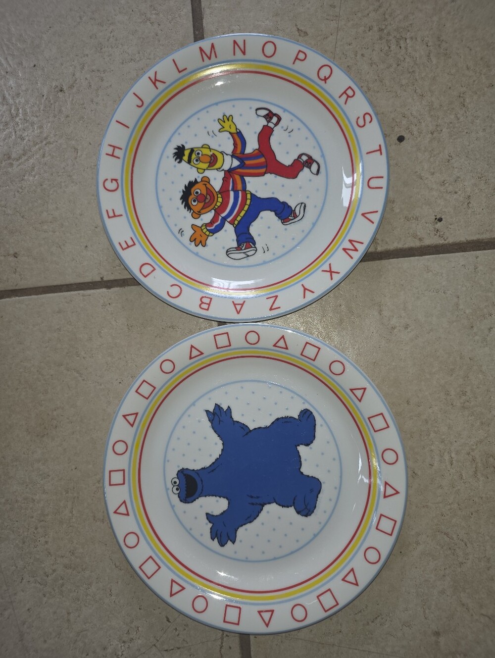 Vintage Sesame Street Porcelain Plate Set Cookie Monster, Bert & Ernie
